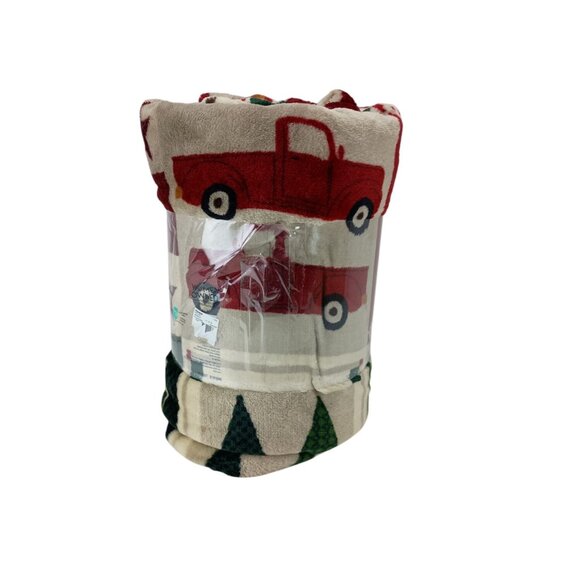 The Big One Oversized Holiday Plush Throw Blanket Truck Grid 6ft.x 5ft. - Picture 4 of 4